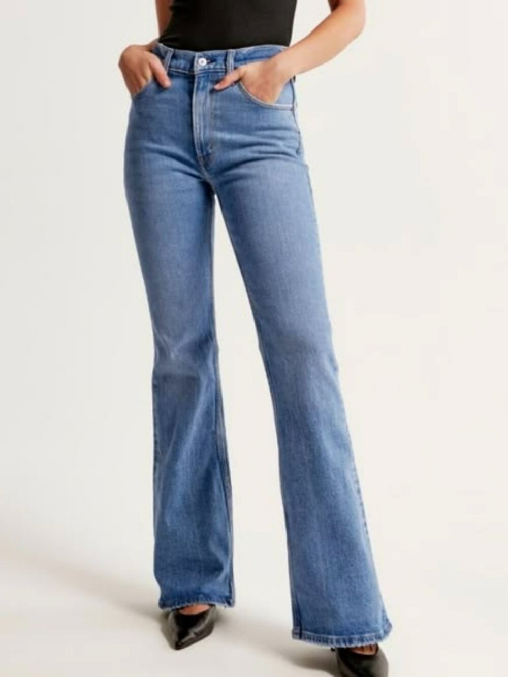 Abercrombie & Fitch Light Blue Flare Wide-Leg Jeans